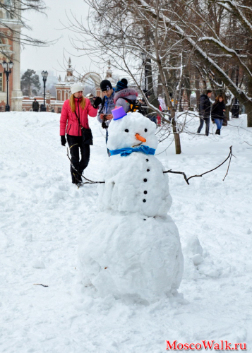 снеговик с шарфиком и ведерком
