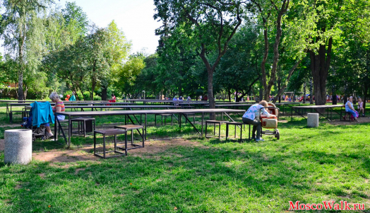 Столики под открытым небом в Гончаровском парке