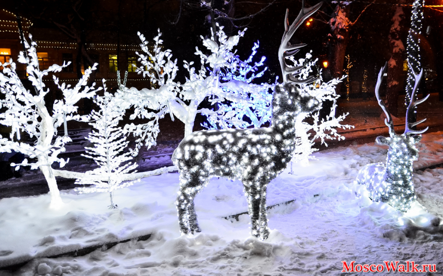 светящиеся олени на фестивале Путешествие в Рождество