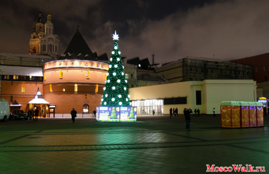 метро Площадь Революции установили новогоднюю ёлку