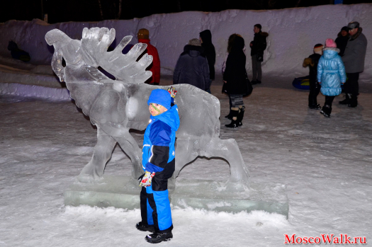 ледяной лось в Снежном королевстве "Мультиград" в парке Кузьминки