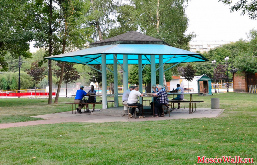 беседка для отдыха в Лианозовском парке 