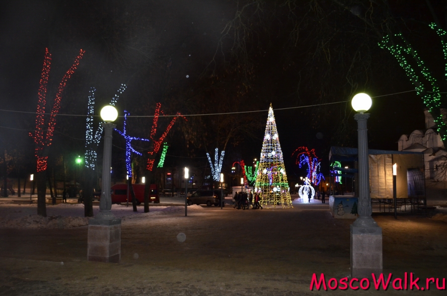 Вечерняя иллюминация в Пскове
