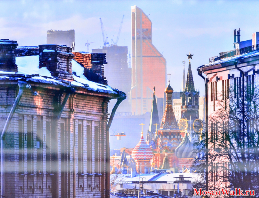 Вид на Кремль и деловой центр Москва-Сити