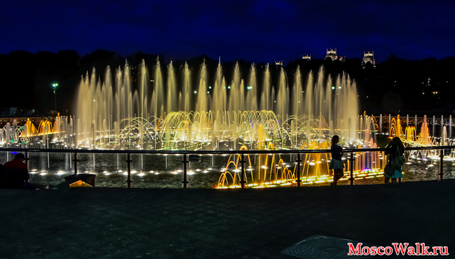 фонтан в Царицыно ночью