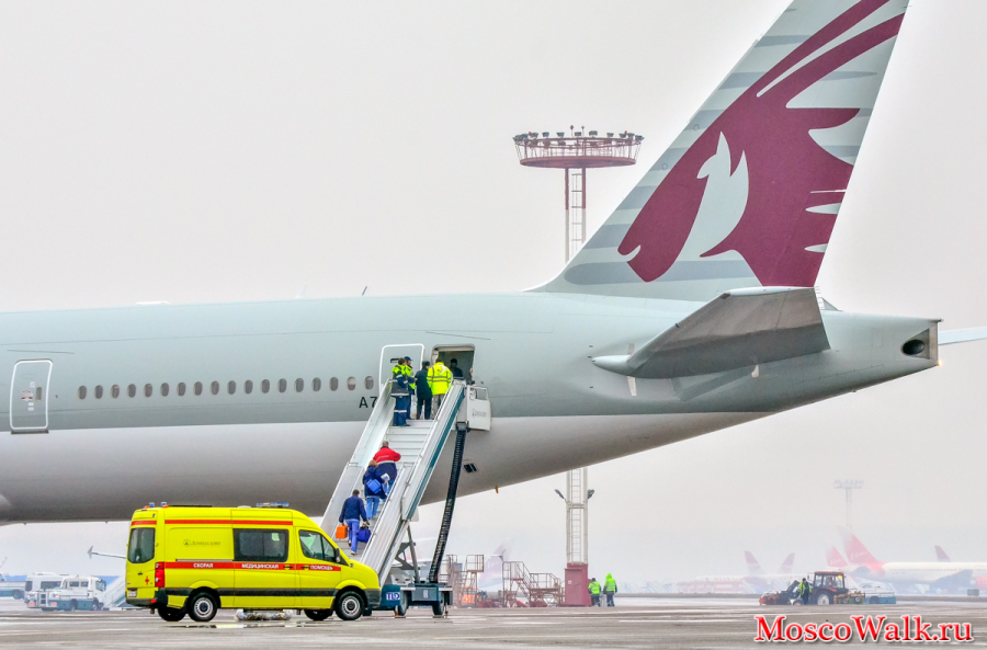 Qatar Airways внештатная посадка в аэропорту Домодедово