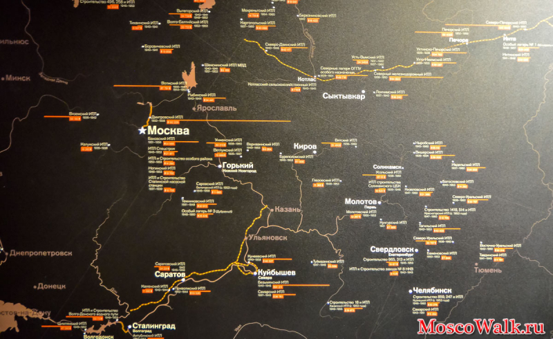 Карта лагерей ГУЛАГа