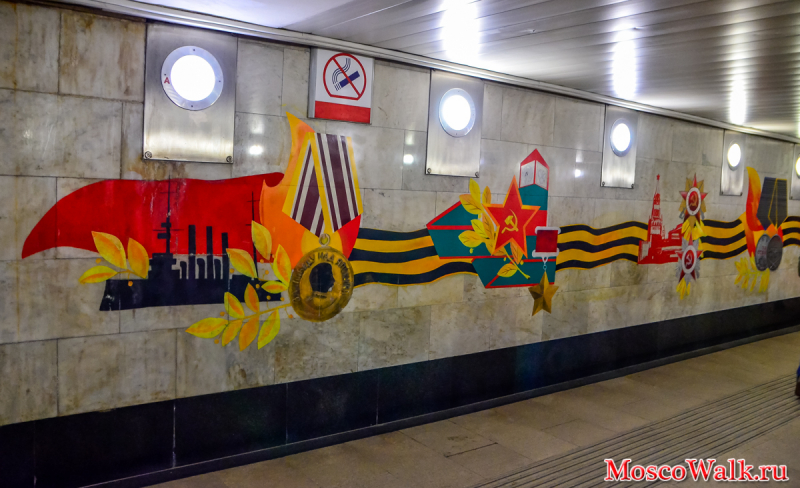 граффити с изображением орденов и медалей в честь Дня Победы