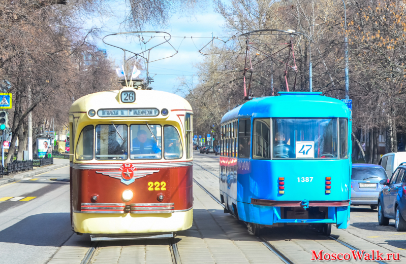 Парад трамваев в городе Москве