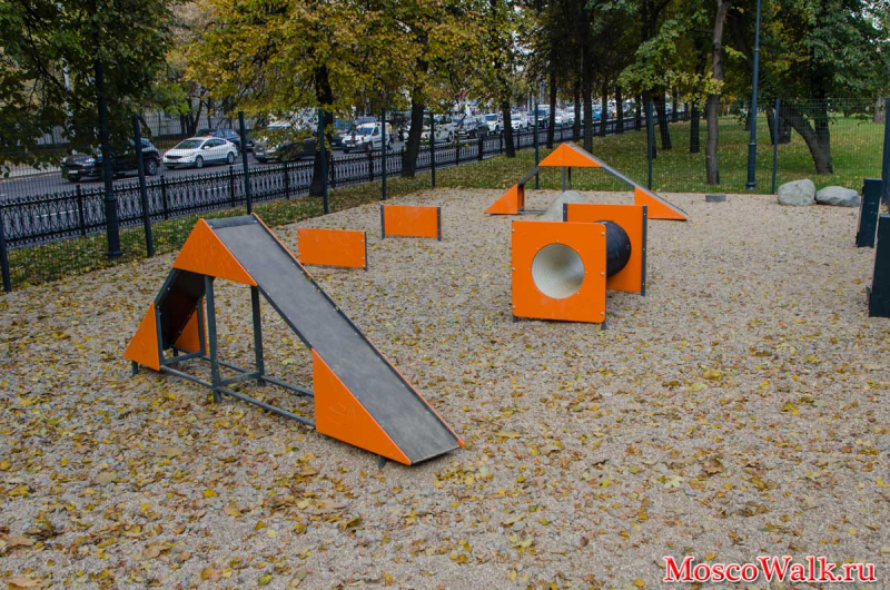 площадка для выгула собак в центре Москвы